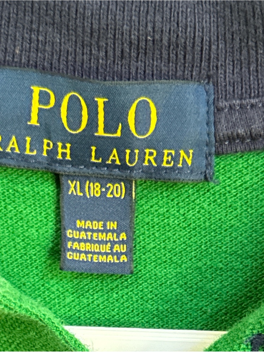 Polo by Ralph Lauren Green Knit Shirt with Navy Trim